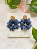Navy Blue Lotus Flower Earring
