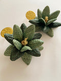 Green Lotus Flower Earring