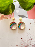 Rainbow Eco-friendly Recycled Wood Gold Earrings