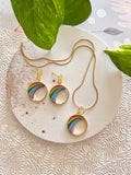 Rainbow Eco-friendly Recycled Wood Gold Earrings