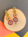 Hand beaded Colorful Dangly Earrings