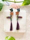 Hummingbird Earrings - Purple