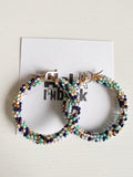 Hand beaded Round Colorful Dangly Earrings