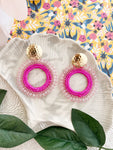 Fuchsia Beaded Earrings