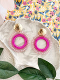 Fuchsia Beaded Earrings