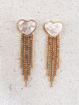 Nacre Gold Heart Dangling Earrings