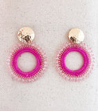 Fuchsia Beaded Earrings