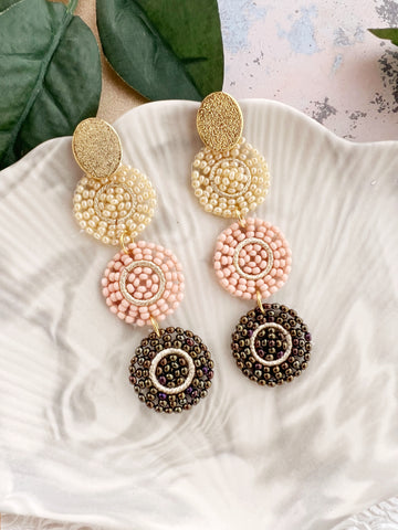 Dangling Circles Beaded Earrings