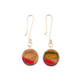 Couture Recycled Skateboard Wood Gold Dangle Earrings