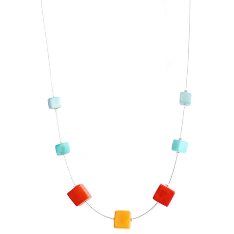 Cubes Tagua Necklace - Multicolor