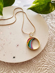 Rainbow Recycled Wood Gold Necklace