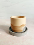 3 Inch Tapered Round Stone Planter with Plate